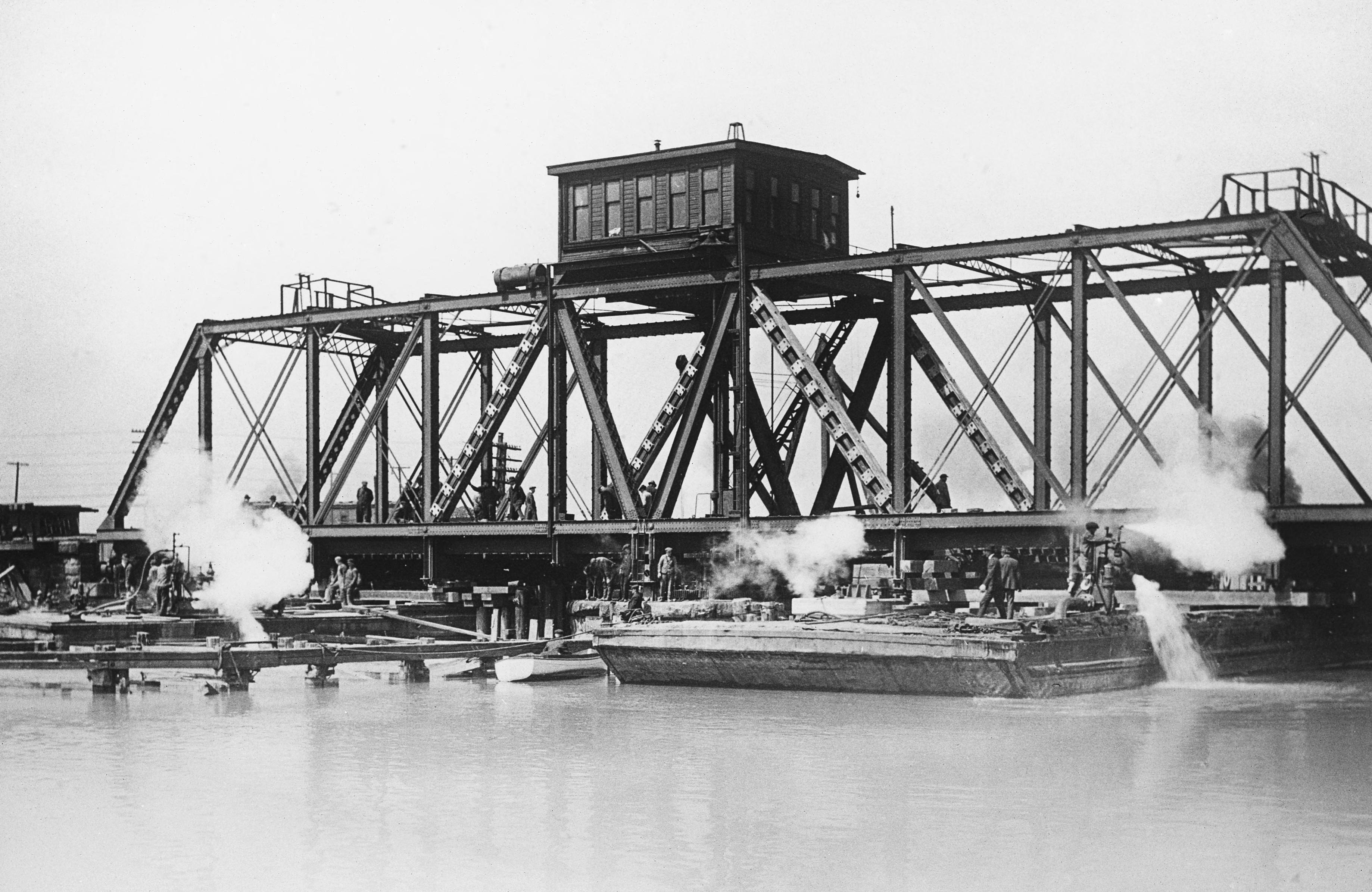 Raising a bridge over a river