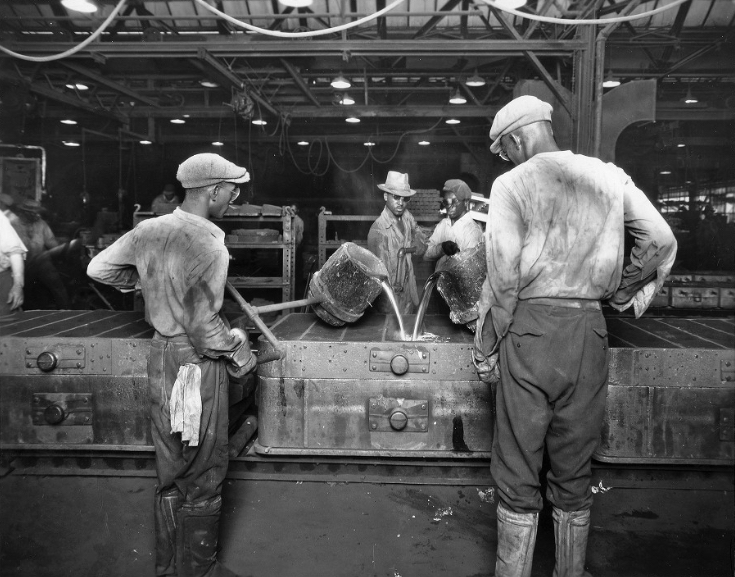 Workers in the Packard factory