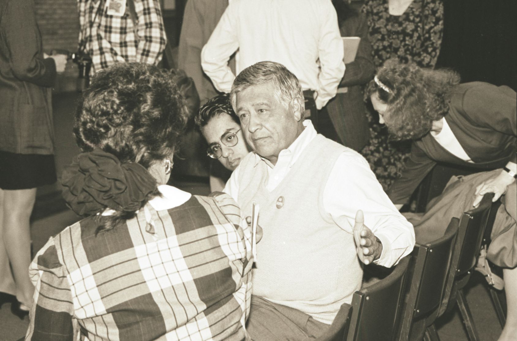 Cesar Chavez talking to students at Grand Valley State University