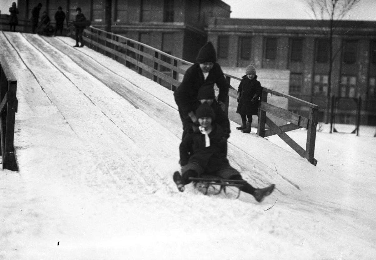 Winter tobogganing