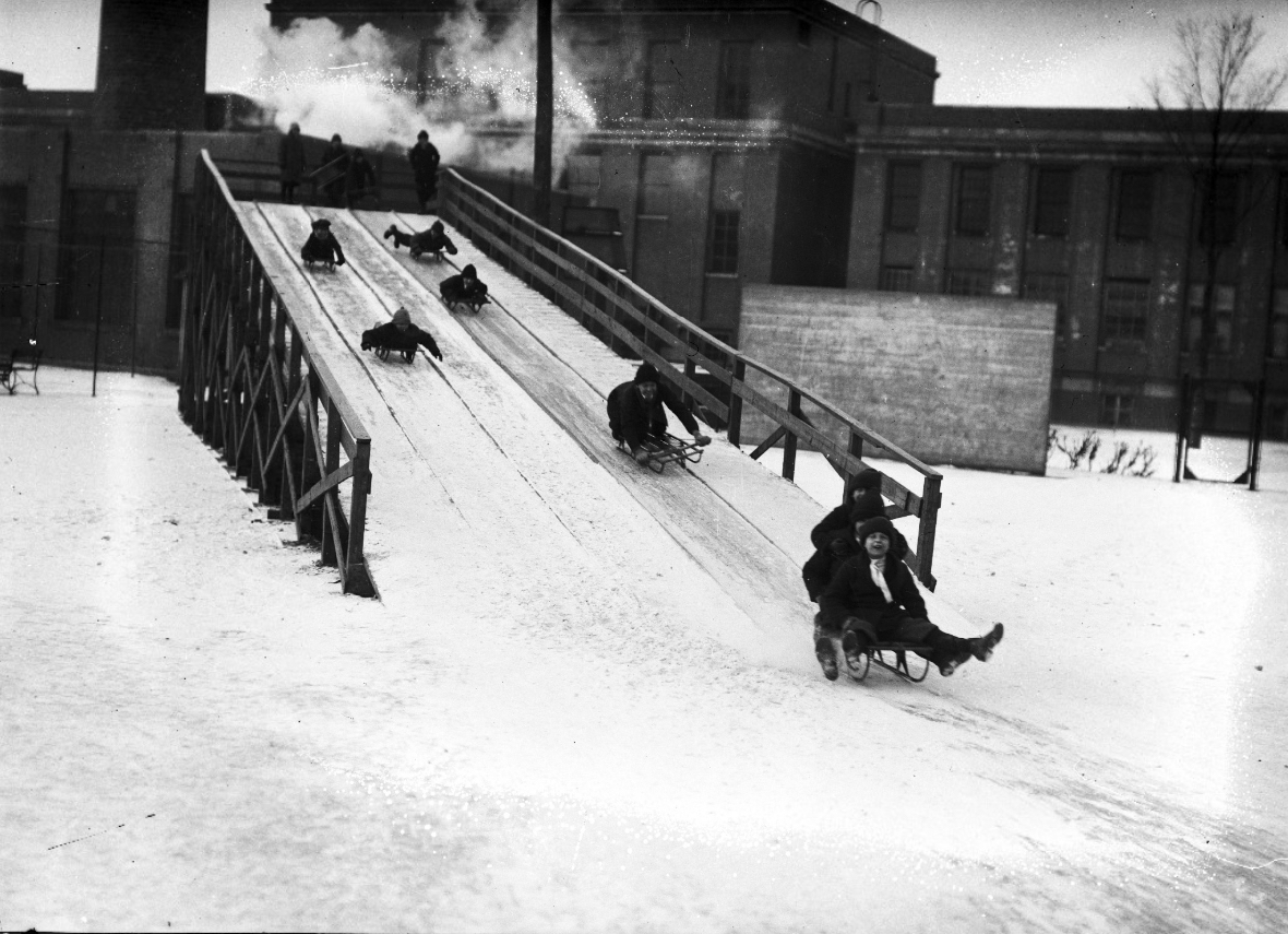 Winter tobogganing 1910