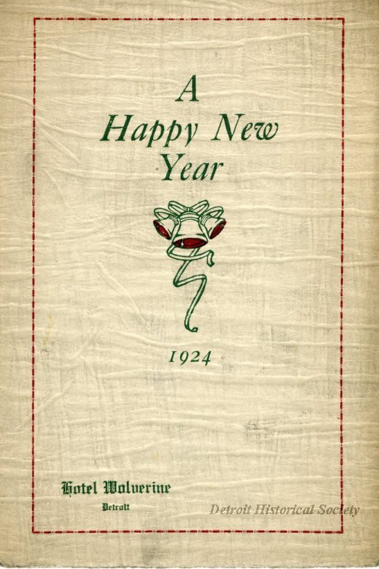 New Year's menu from the Hotel Wolverine, 1924