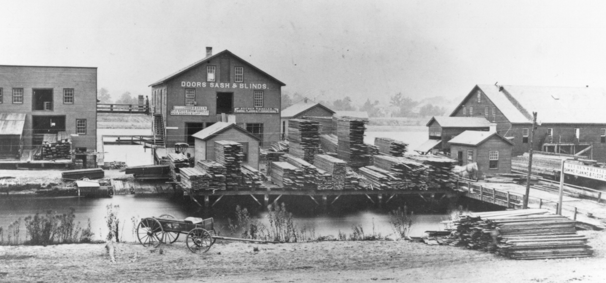 A sawmill next to a river