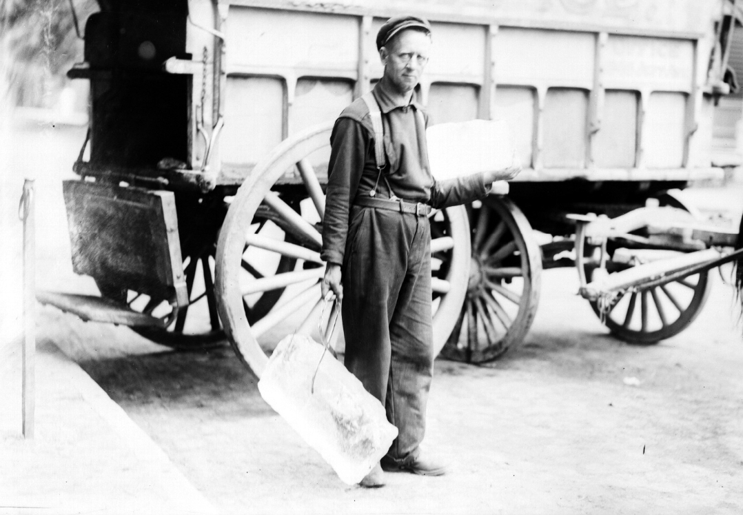 An ice man with his truck